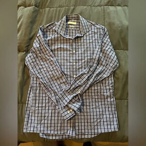 Michael kors plaid men’s button down non iron dress shirt 16.5  34/35